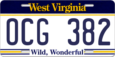 WV license plate OCG382