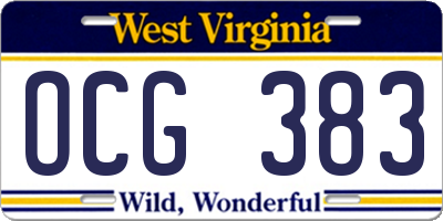 WV license plate OCG383