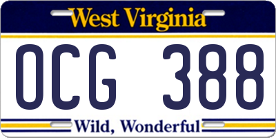 WV license plate OCG388