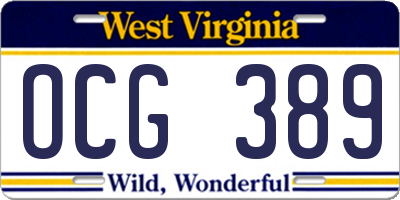 WV license plate OCG389