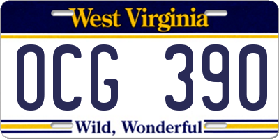 WV license plate OCG390