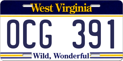 WV license plate OCG391