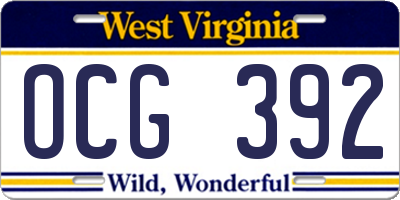 WV license plate OCG392