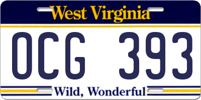 WV license plate OCG393