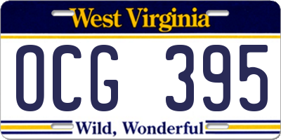 WV license plate OCG395