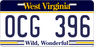 WV license plate OCG396