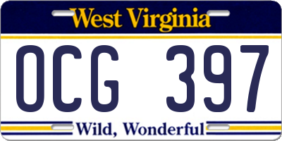 WV license plate OCG397