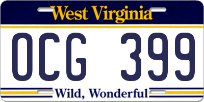 WV license plate OCG399