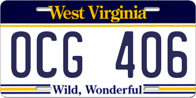 WV license plate OCG406