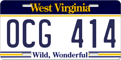 WV license plate OCG414
