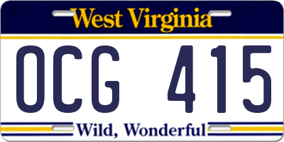 WV license plate OCG415