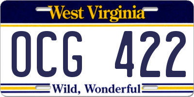 WV license plate OCG422