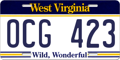 WV license plate OCG423