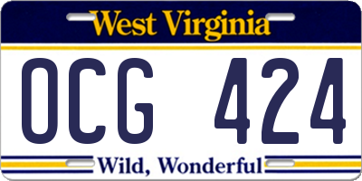 WV license plate OCG424