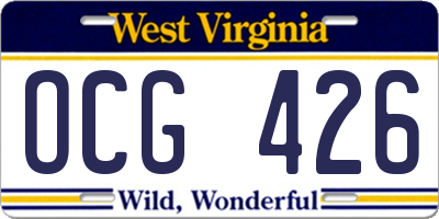WV license plate OCG426