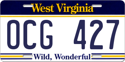WV license plate OCG427