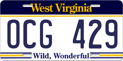 WV license plate OCG429