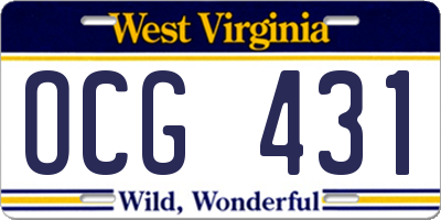 WV license plate OCG431