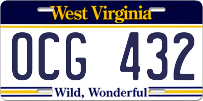 WV license plate OCG432