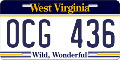 WV license plate OCG436