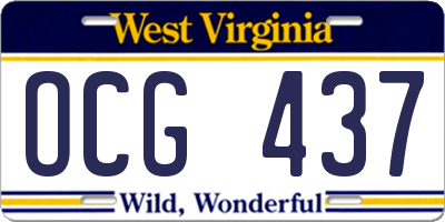 WV license plate OCG437