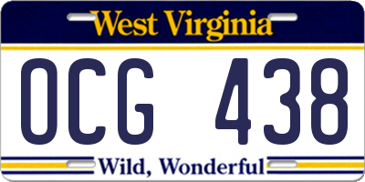 WV license plate OCG438