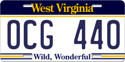 WV license plate OCG440