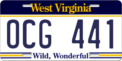WV license plate OCG441