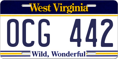 WV license plate OCG442