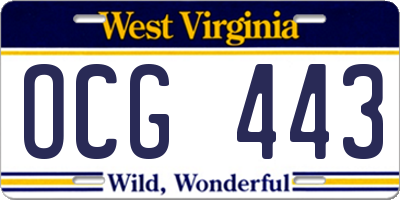 WV license plate OCG443
