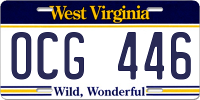 WV license plate OCG446