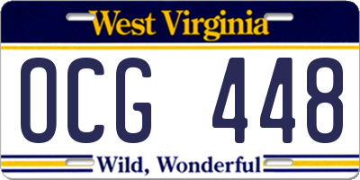 WV license plate OCG448