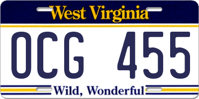 WV license plate OCG455