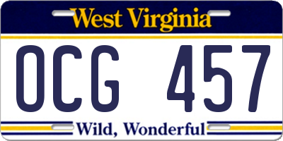 WV license plate OCG457