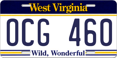 WV license plate OCG460