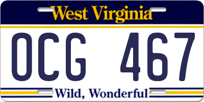 WV license plate OCG467