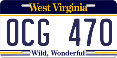 WV license plate OCG470