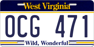 WV license plate OCG471