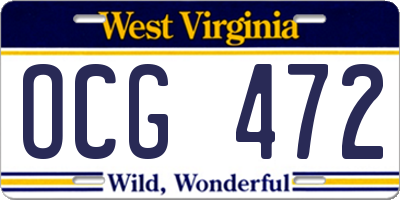 WV license plate OCG472