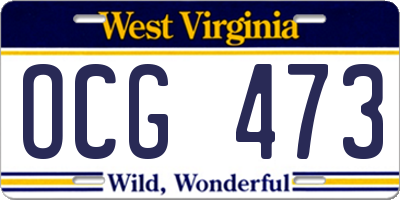 WV license plate OCG473