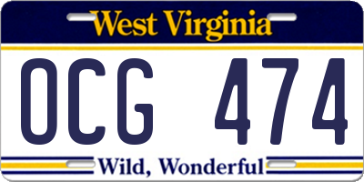 WV license plate OCG474