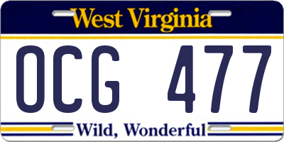 WV license plate OCG477