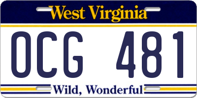 WV license plate OCG481