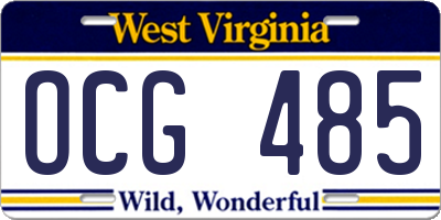 WV license plate OCG485