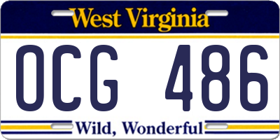 WV license plate OCG486