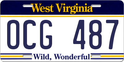 WV license plate OCG487
