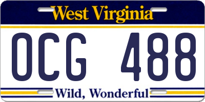 WV license plate OCG488