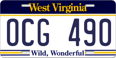 WV license plate OCG490