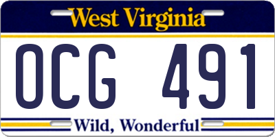 WV license plate OCG491