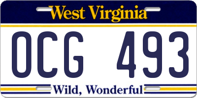 WV license plate OCG493
